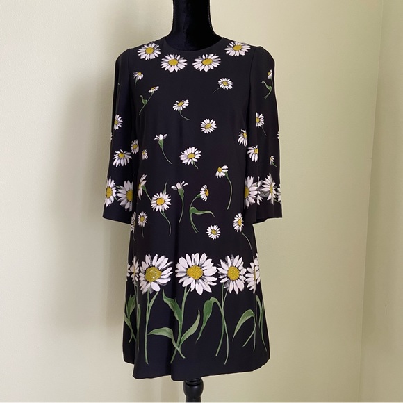 Dolce Gabbana Daisy Shift Dress Silk / Viscose Size 40 IT - Picture 1 of 9